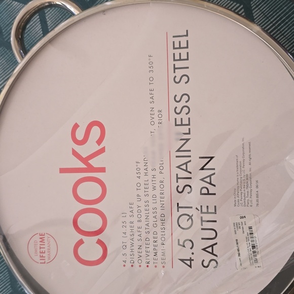 COOKS BRAND 4.5 QUART STAINLESS STEEL SAUTÉ PAN WITH LID - Picture 3 of 13